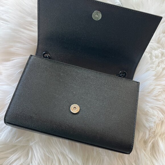 Saint Laurent Kate Embossed Leather Bag in Black with Black Hardware - Picture 6 of 8